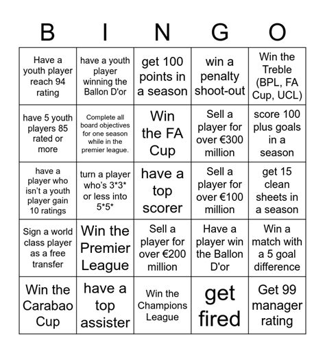 fifa bingo checklist